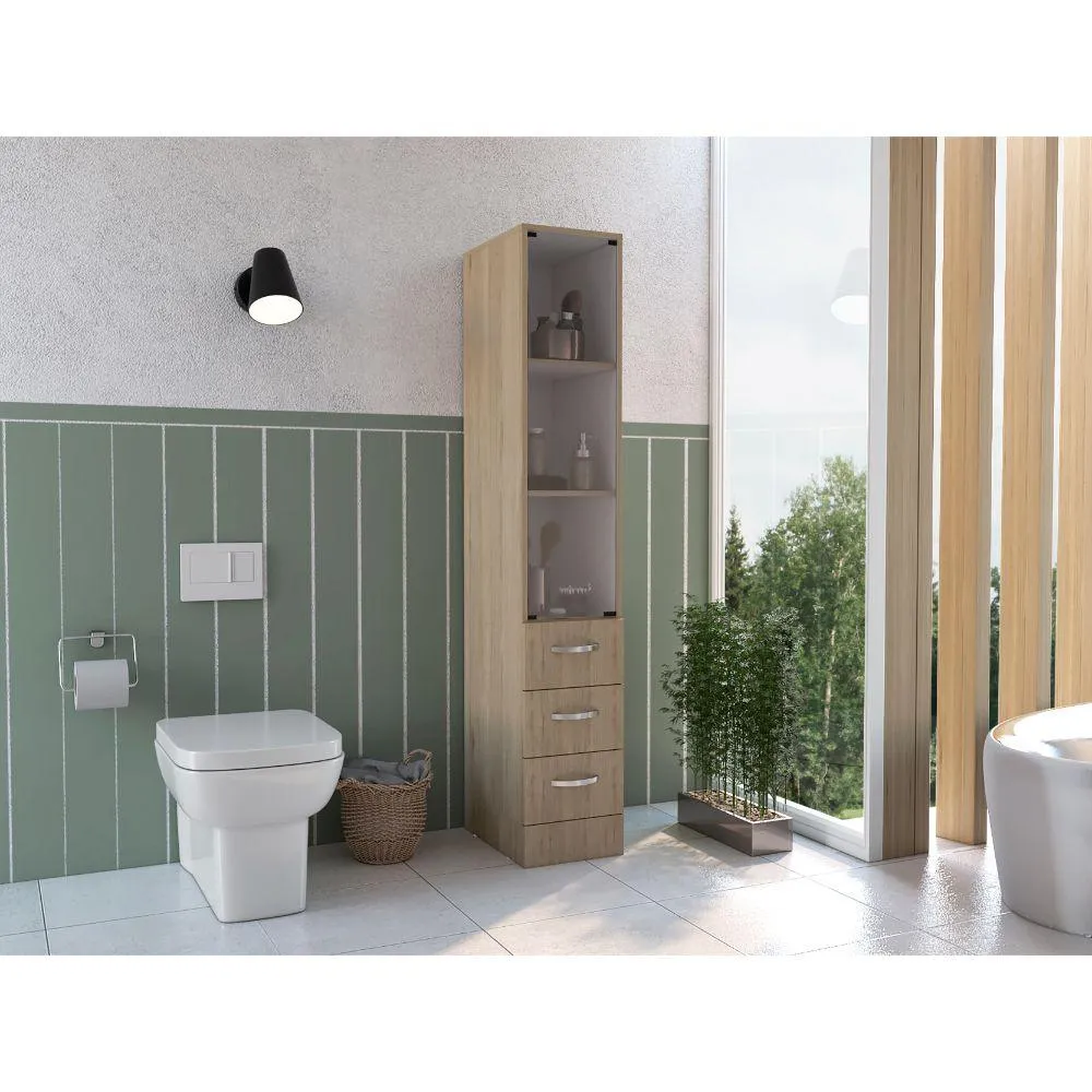 Organizador De Baño Picasso, Beige Y Blanco, Con Cuatro Cajones Deslizables 